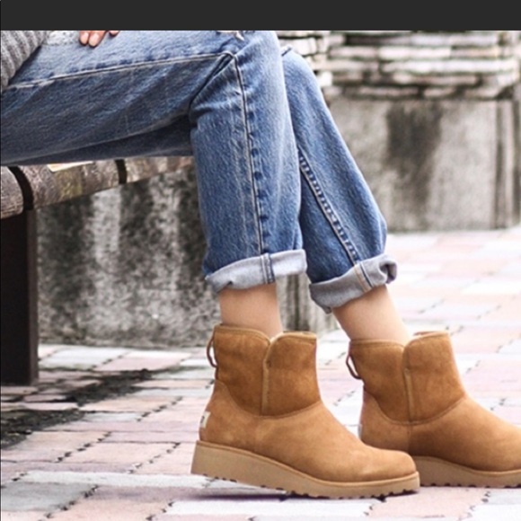 ugg black kristin wedge mini boot